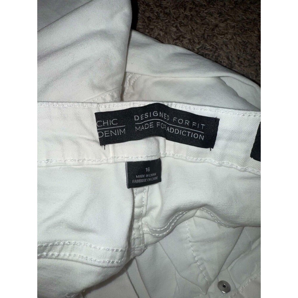 Chic Soul Jeans Womens 3X White Distressed High Rise Skinny Stretch Denim